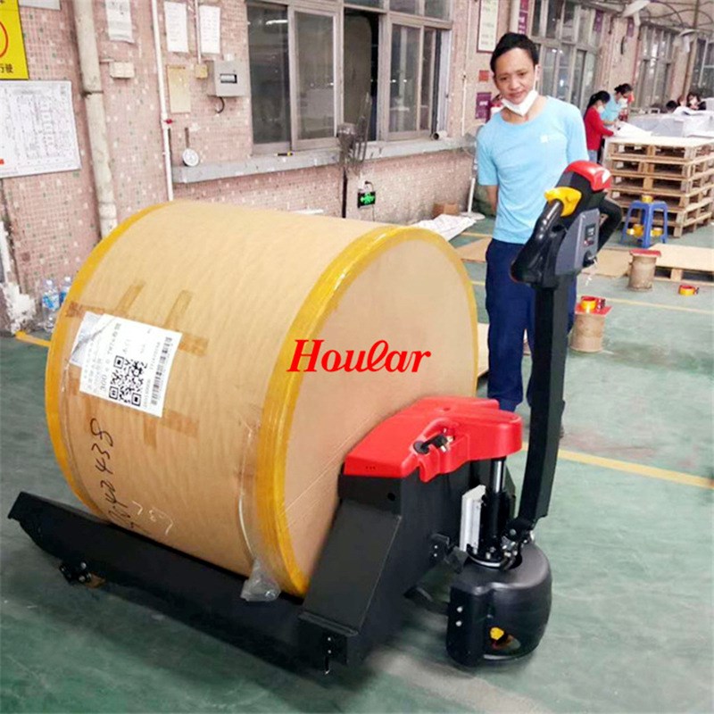 hoular好拉电动纸筒搬运车全自动叉车电缆线纺织圆形拖车手拉车