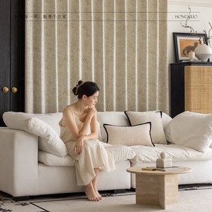 花语林 提花棉麻半遮光窗帘 卧室用建议加遮光里衬 可加毛球造型