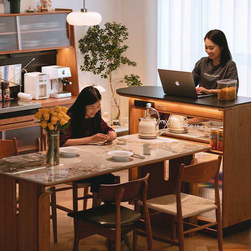 木邻尽欢岛台家用实木岩板隔断一体小吧台家庭客厅吧台桌吧台柜,3C数码配件,USB灯,淘宝优惠券,粉丝福利购,淘宝优惠卷