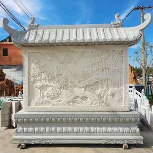 庭院迎门墙浮雕壁画青石雕刻户外影壁墙背景花岗岩文化墙石雕照壁