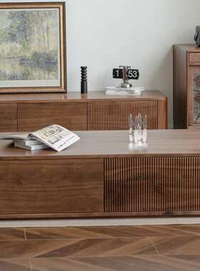 北美黑胡桃木实木茶几客厅家用茶桌小户型北欧复古小桌子现代简约