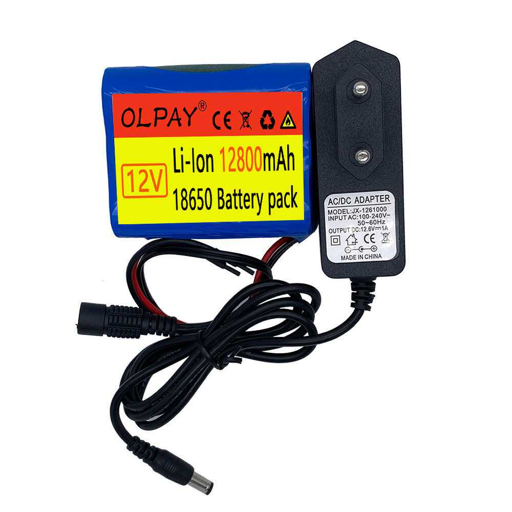 12V 12800mAh锂离子可充电电池3S2P 带BMS保护板 12.6V充电器