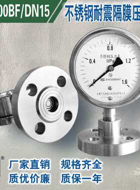 无锡飞天仪表YN100BF/MF/DN15耐震不锈钢法兰式隔膜压力表