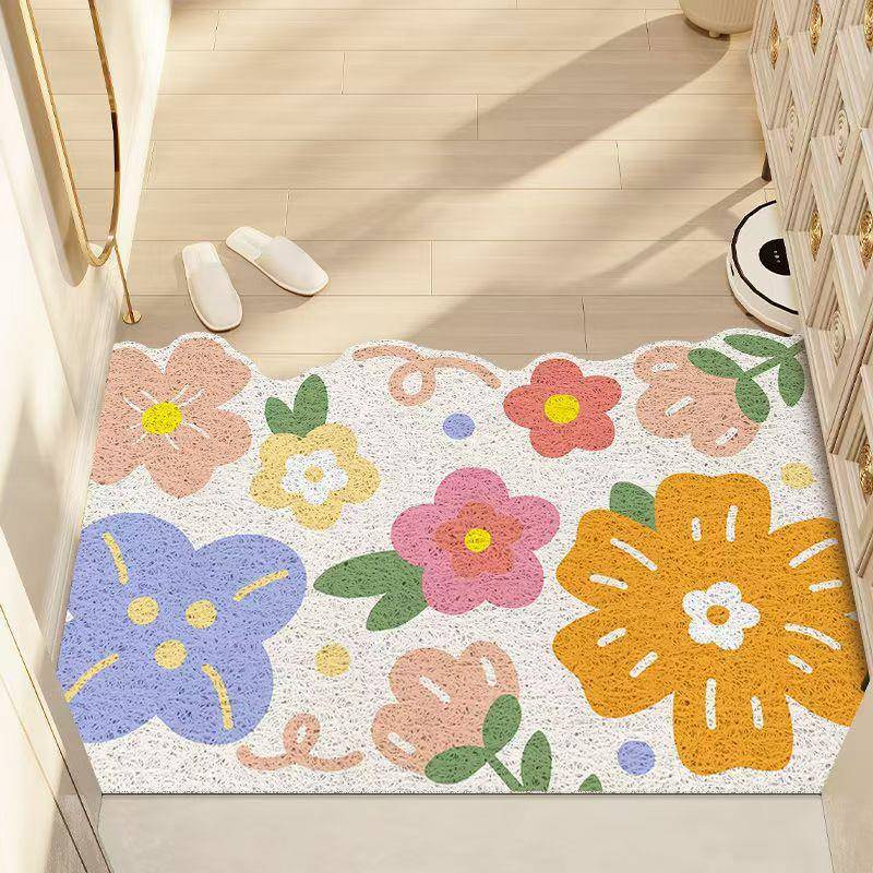 清新入户门地垫丝圈玄关进门脚垫子耐脏耐磨地毯家用刮土除尘门垫