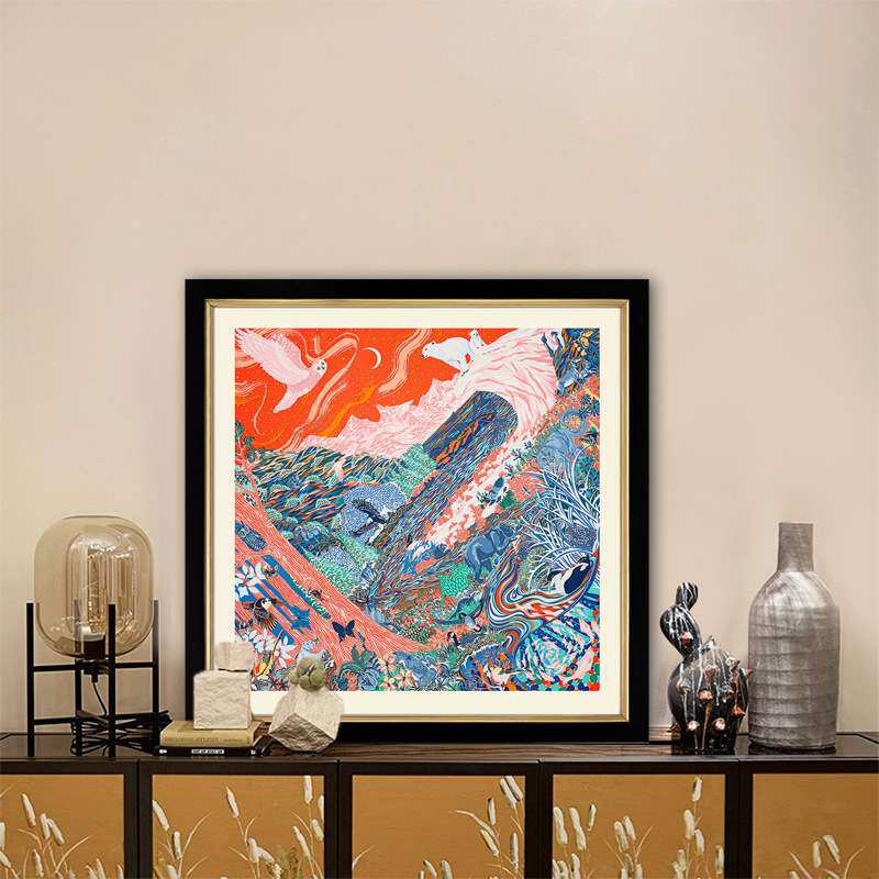 复古小众客厅玄关装饰画色彩装饰画餐厅摆台抽象艺术挂画A124