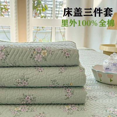 纯棉床盖单件四季通用2025新款100全棉榻榻米防滑床单枕套三件套