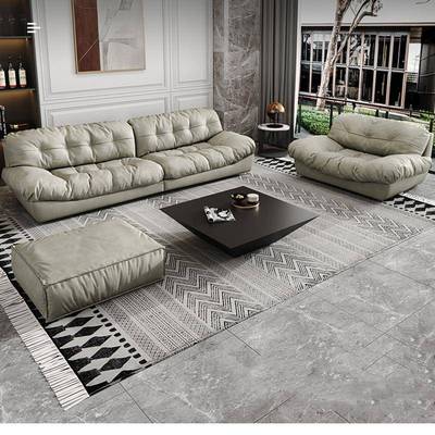 意式极简轻奢布艺沙发客厅简约现代科技布沙发组合设计师创意沙发