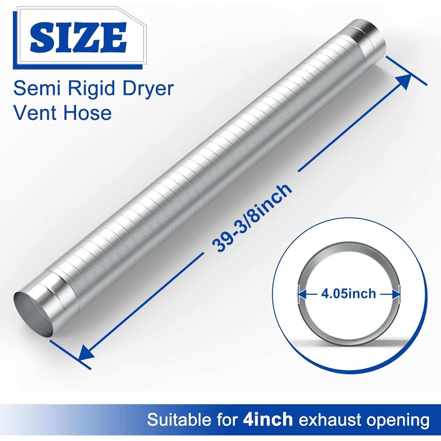 Wintcomfort 4inch Semi Rigid Dryer Vent Hose, Flexible Alumi