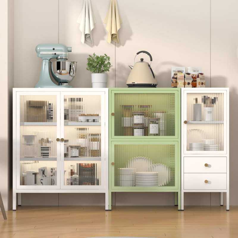 铁艺餐边柜家用厨房餐具储物柜客厅茶水酒柜铁皮柜多层收纳置物柜