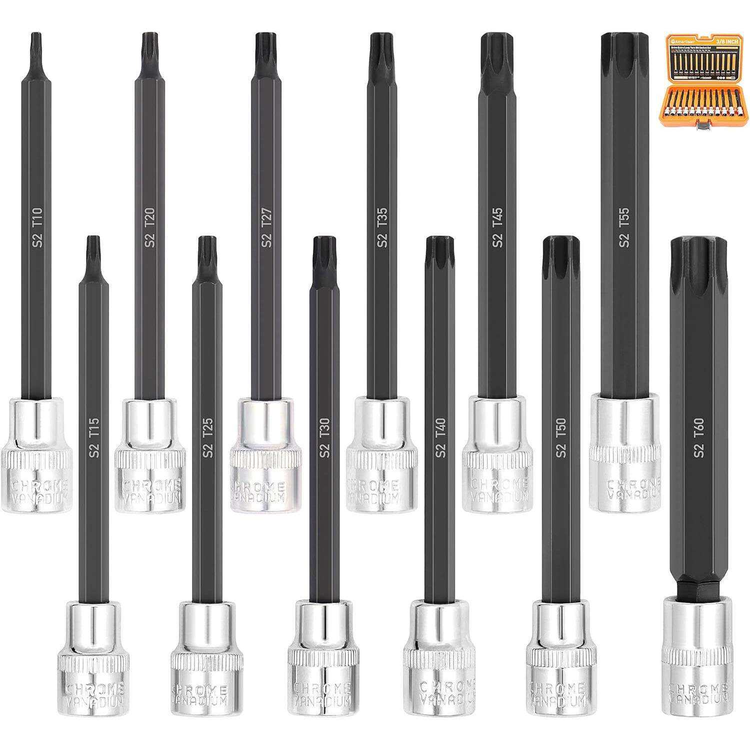 12件套超长梅花旋具套筒套件 旋具套筒组件 T10-T60 一件起售