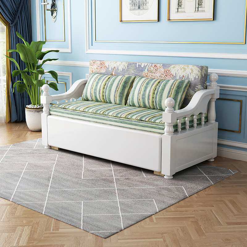 实木沙发床可折叠客厅伸缩小户型可折叠双单人简约现代抽拉两用床