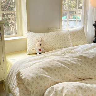 新款云感双层纱四件套针织棉小清新被套宿舍三件套超柔水洗棉床笠