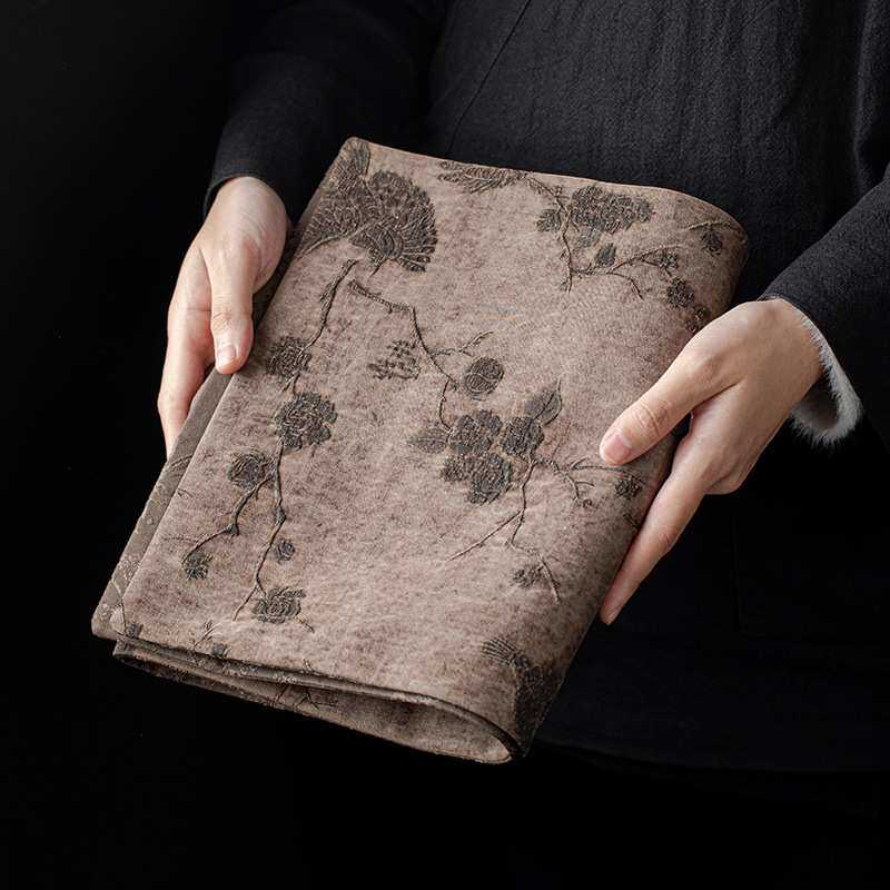 柞蚕丝香云纱老料布席 含蚕丝茶席布艺茶垫 隔热布垫杯垫茶道桌旗