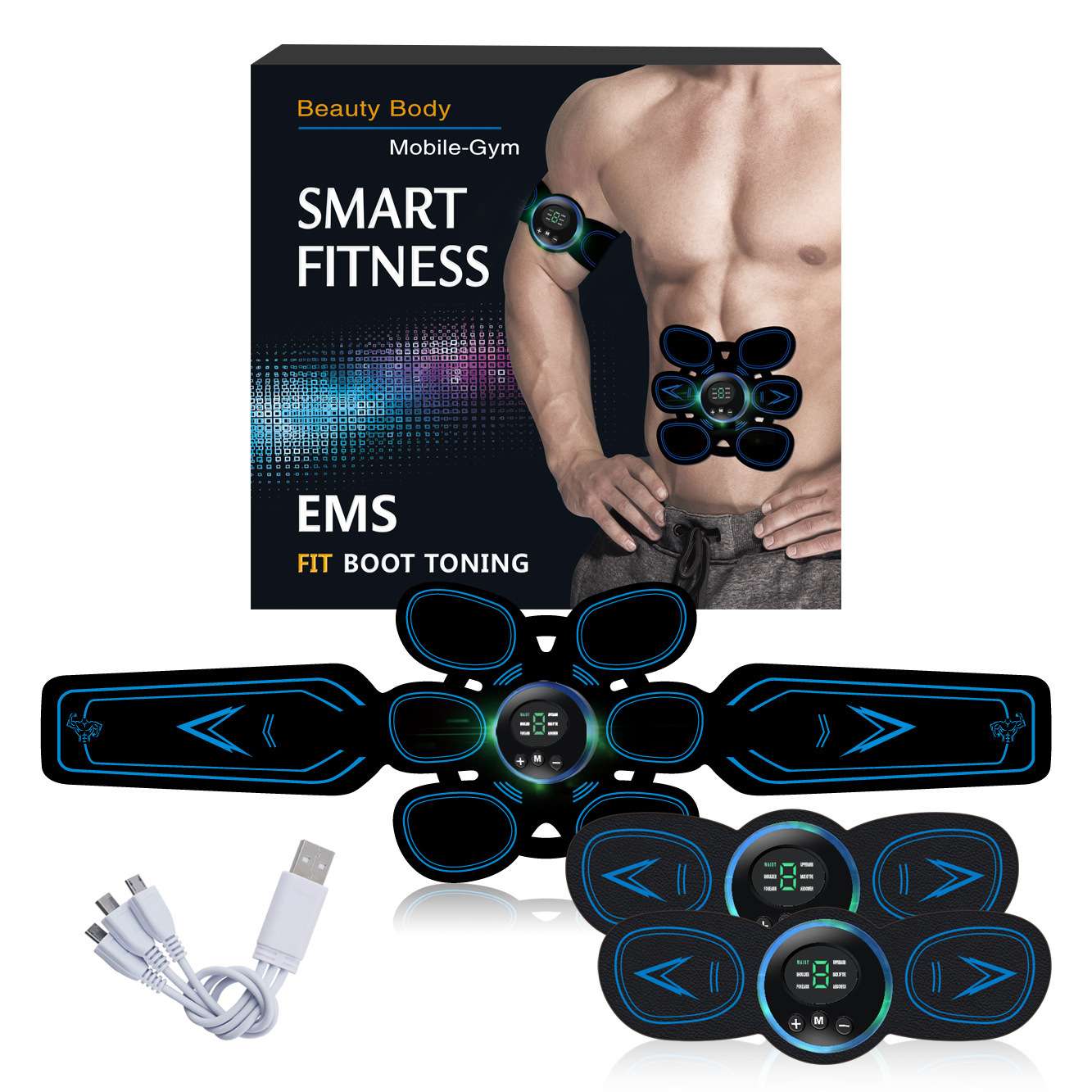 EMS智能腹肌贴健腹器腰带健腹仪腹部训练器健身器材家用美体塑形