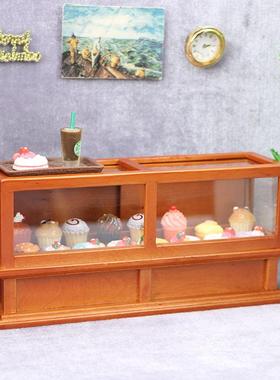1:12娃娃屋dollhouse迷你家具商店微场景摆件棕黄色柜子展示柜
