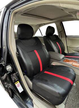 爱车达AD9340草席纹PVC三明治拼接蓝色红色PVC配色压线汽车座套