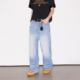 646复古水洗做旧猫须宽松垂感微喇牛仔裤 Deep Rain美式