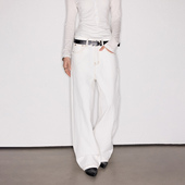 Deep 子 休闲宽松直筒设计感裤 Rain素色明辑线微阔美式 高街牛仔裤