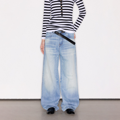 DeepRain刮烂美式复古水洗A字裤