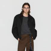 工装 Deep Rain美式 金属扣拼接翻领复古宽松夹克