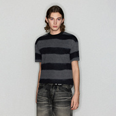 复古水洗简约休闲宽松短袖 Deep Rain扎染条纹设计感美式 T恤