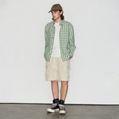 衬衫 Deep Rain泡泡格日系复古撞色慵懒风肌理感纯棉长袖