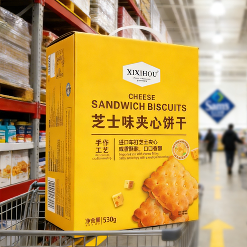 会员超市芝士夹心饼干咸味办公室解馋小零食整箱独立包装会员正品