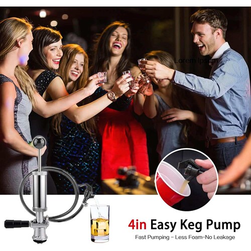 4'' Keg Pump +3 Faucet+4 Hose Clamps, Keg Party Pump