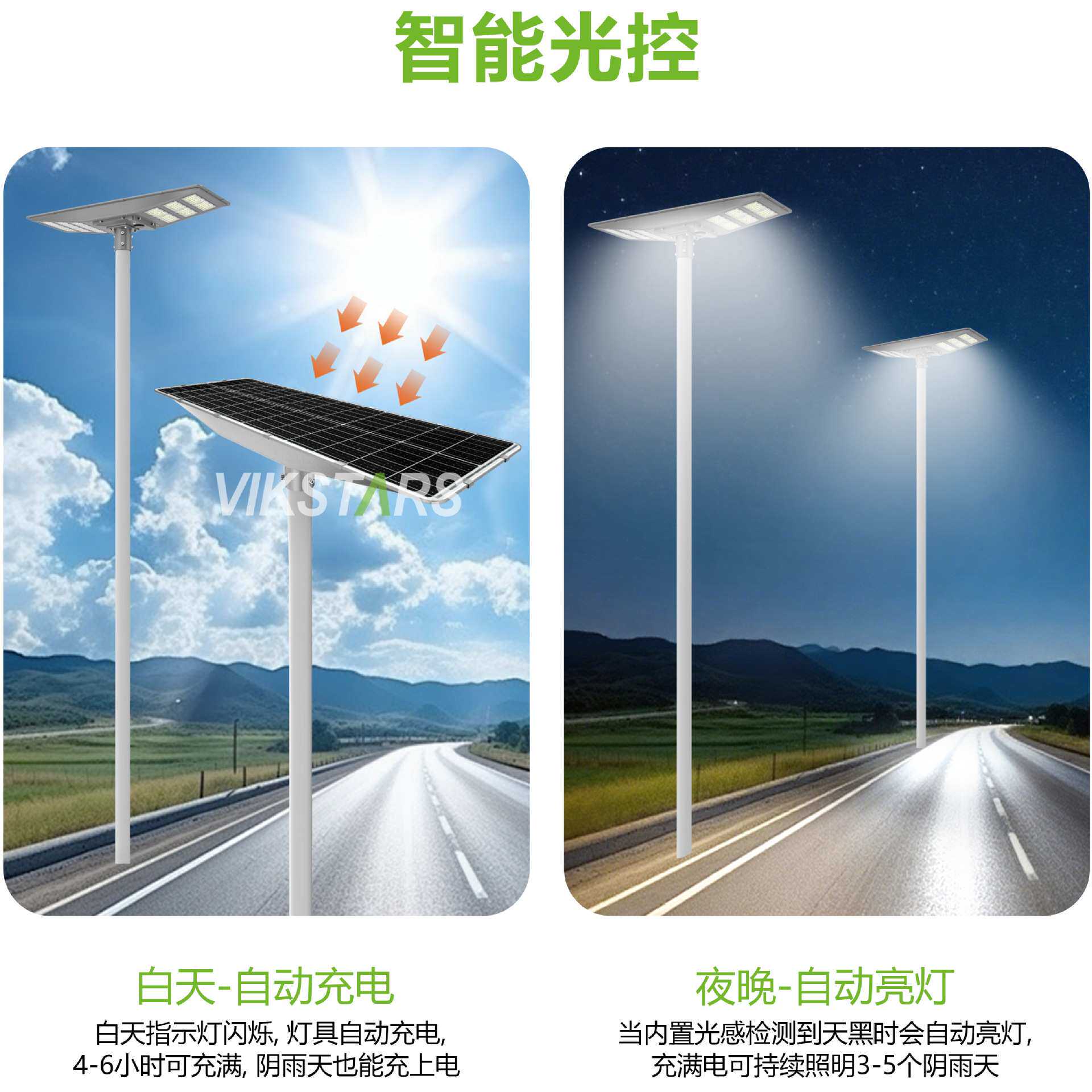 2025新一体化太阳能路灯花园灯双头照两侧人行道太阳能灯照明灯