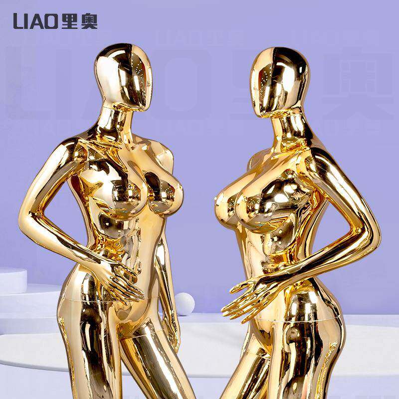 Chromemannequinfemale非洲妈妈大码服装展示模特电镀道具工厂