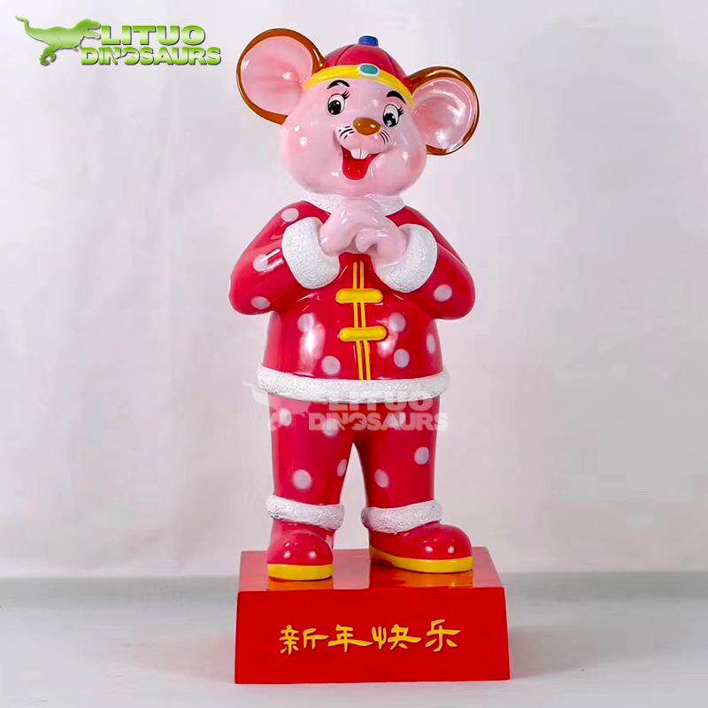 自贡老鼠雕塑玻璃钢卡通老鼠树脂老鼠雕塑卡通老鼠鼠年雕塑