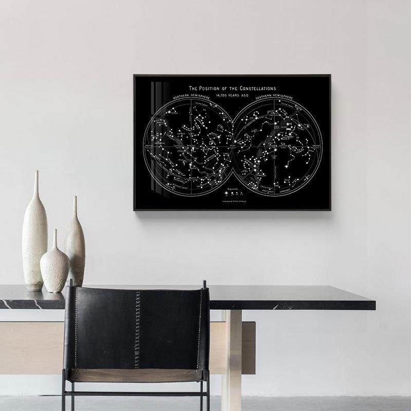 小众复古深蓝StarMap星图装饰画星座银河星空图卧室床头摆件挂画