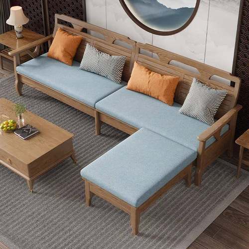 新中式全实木沙发2024新款白蜡木北欧现代简约客厅冬夏两用沙发