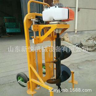 手摇脚踏带架子挖坑机植树挖树坑机手推独轮汽油挖坑机