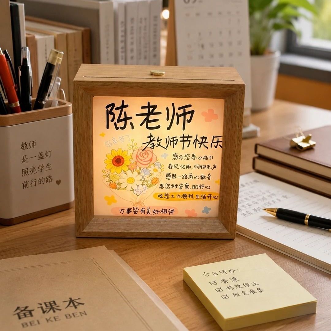 定制名字教师节发光相框小夜灯