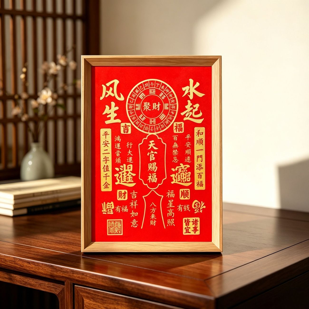 新年福来天官赐福好寓意相框