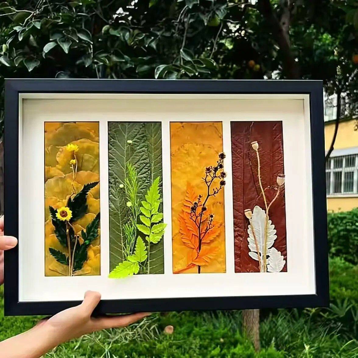 秋日植物压花标本相框手工干花装饰画氛围感小众纪念礼物桌面摆台