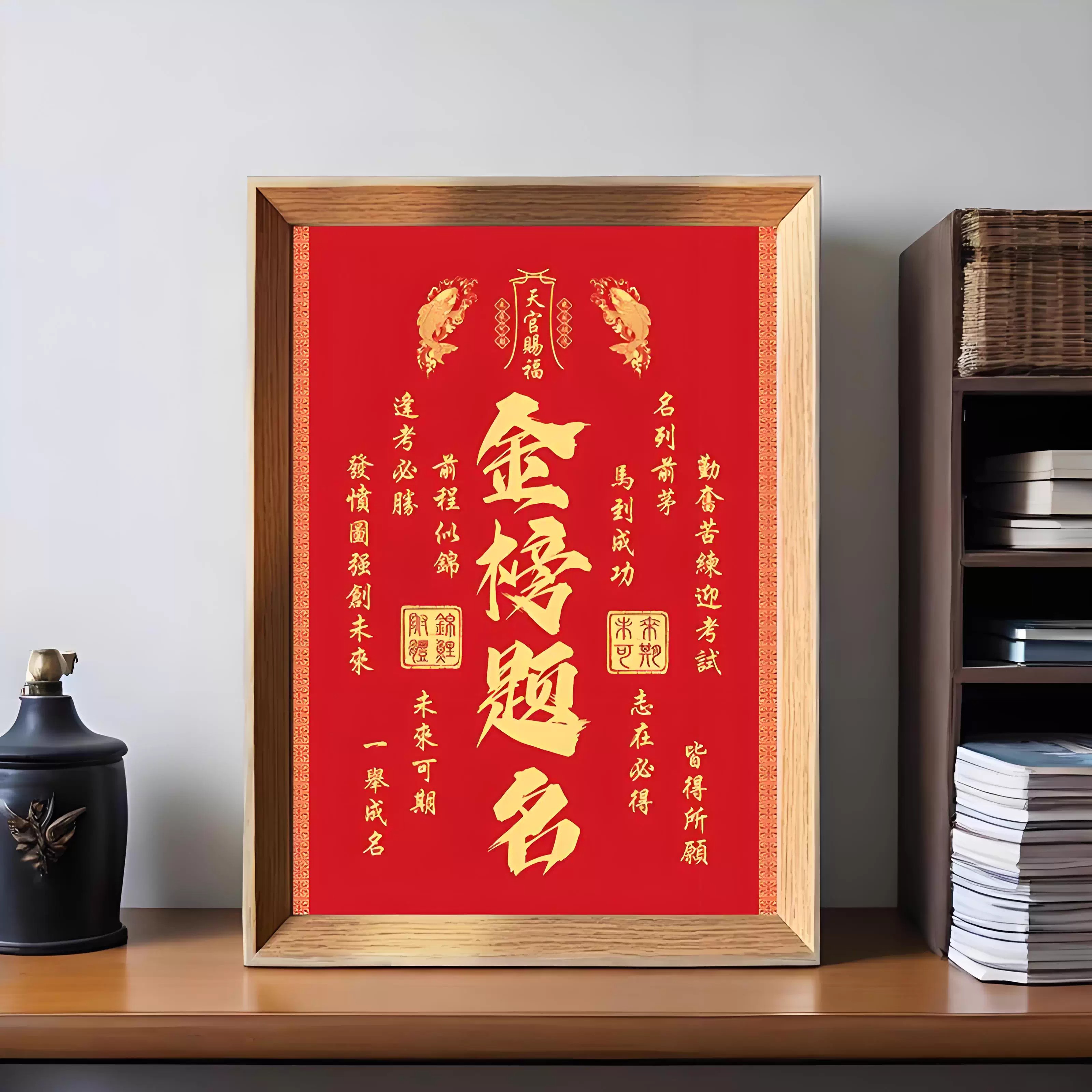 国潮风金榜题名桌面相框摆件