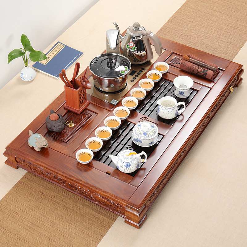 厂家直销花梨实木茶盘茶台茶具套装一体全自动电磁炉整套家用组合