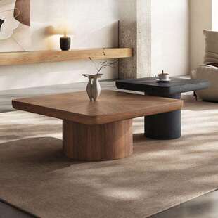 中古风实木茶几家用客厅小户型意式极简现代设计师高级方形茶几桌