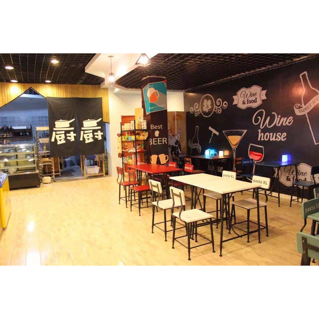 实木铁艺餐桌椅套装餐厅复古做旧桌椅咖啡厅奶茶店酒吧桌椅靠背椅