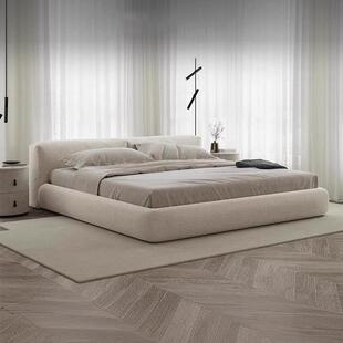 白月光意式极简双人床布艺床轻奢主卧现代简约风新品泡芙榻榻米床