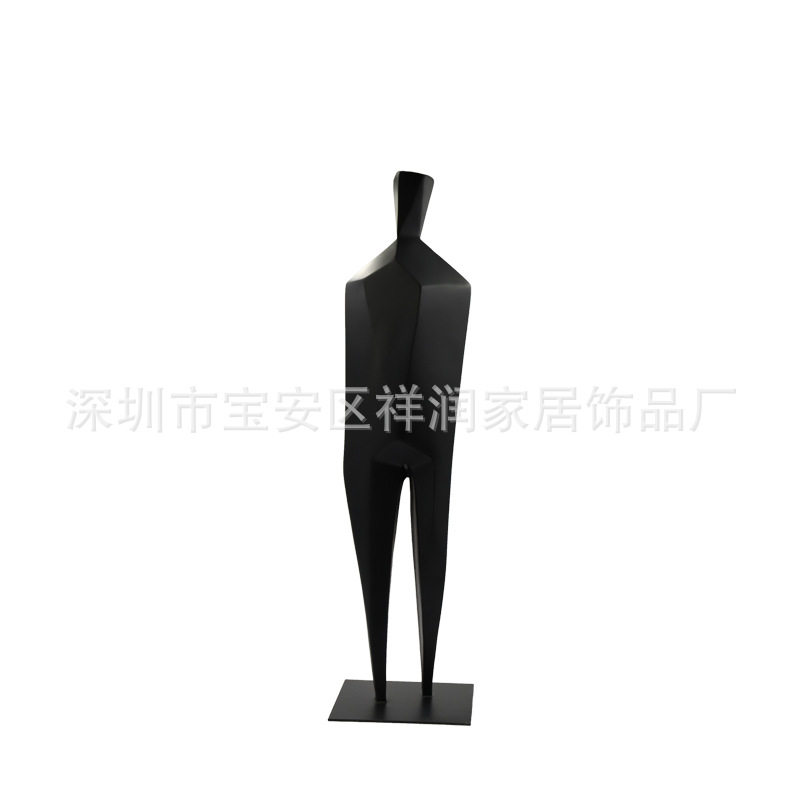 现代简约黑色抽象人物雕塑摆件