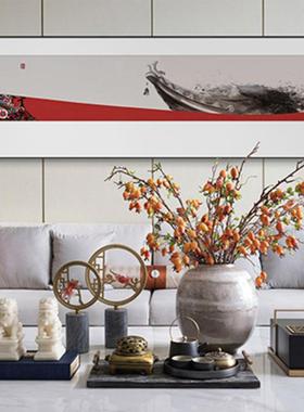 新中式国画装YZ202303画饰房间茶卧书室床头画国风古建筑壁画客厅