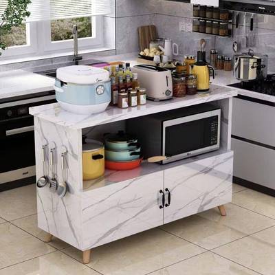 岩层板餐边厨柜房切菜落桌地家用多微波炉烤箱置物架储物柜FG5289