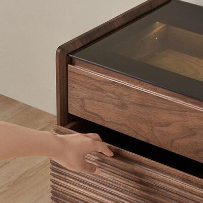 美黑胡11032桃小户北型储物柜现代简约实床头柜木收纳柜木子边柜