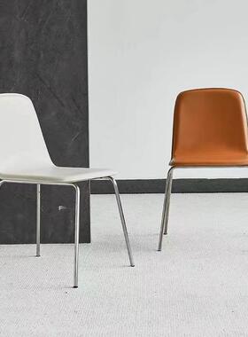 马皮餐家用靠背椅现34353简椅约不锈钢椅可拆卸鞍组装款餐椅舒适