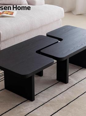 实厅木不规客则异简形黑色设计师约茶几家用小户YLF型创意民宿茶