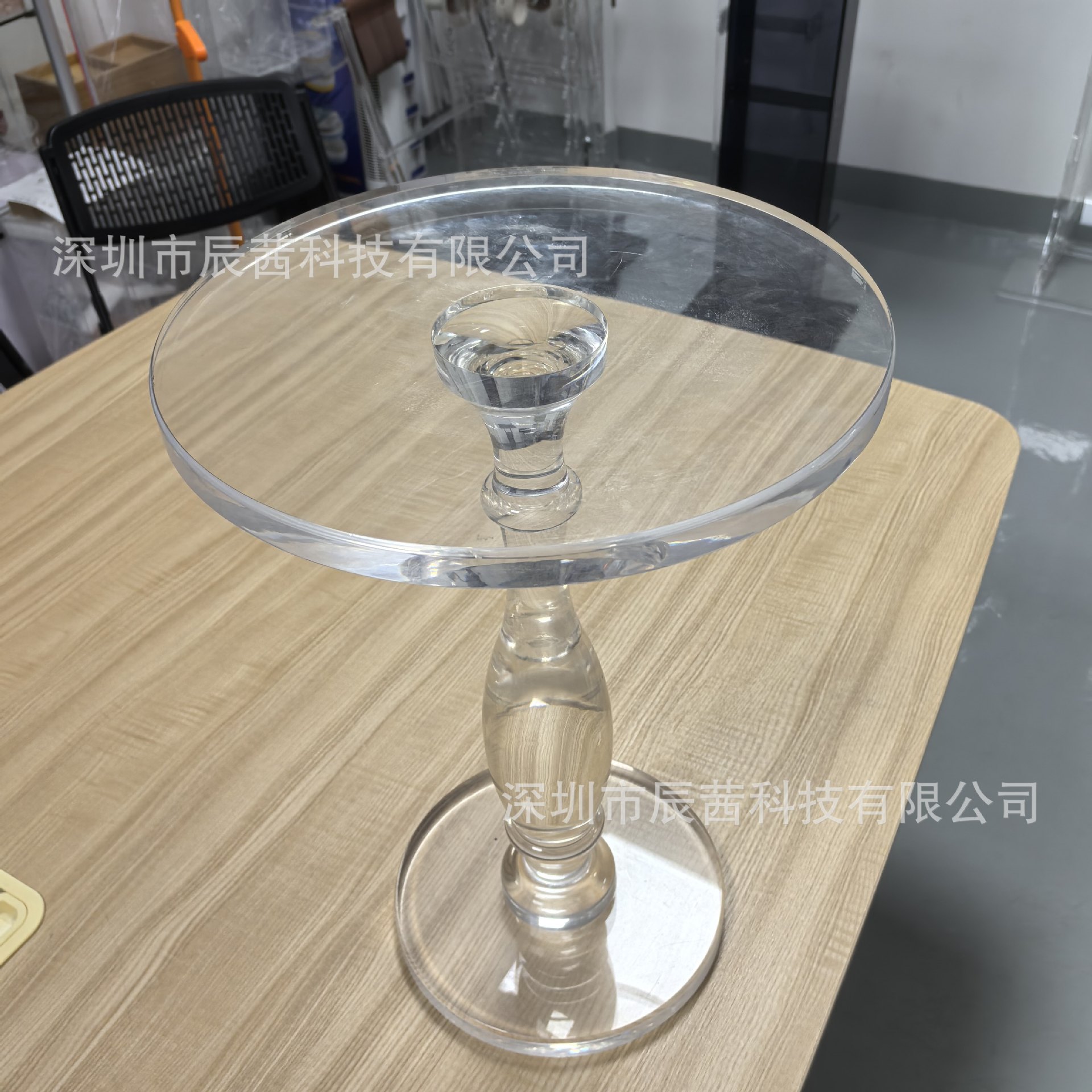 亚克力罗马柱造型边几 透明轻奢茶几客厅沙发边桌卧室床头小圆几