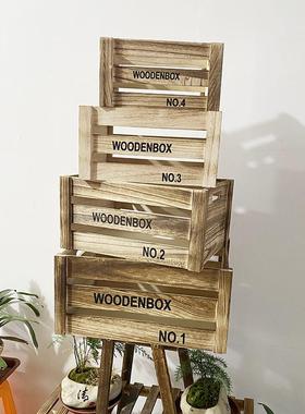 实木装纳饰收纳盒四套木制收派箱109橱窗婚庆对件背景装饰